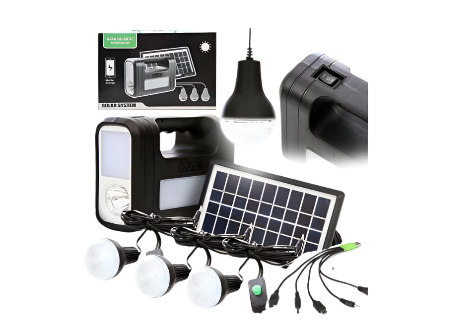 Kit solar GD-Lite 8017 dotat cu dispozitive USB cu 3 becuri LED