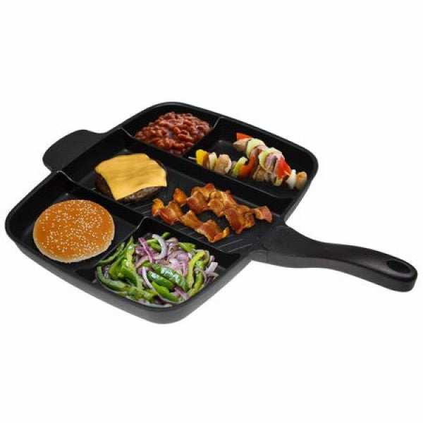 Tigaie grill multifunctionala - cu 5 compartimente pentru gatit