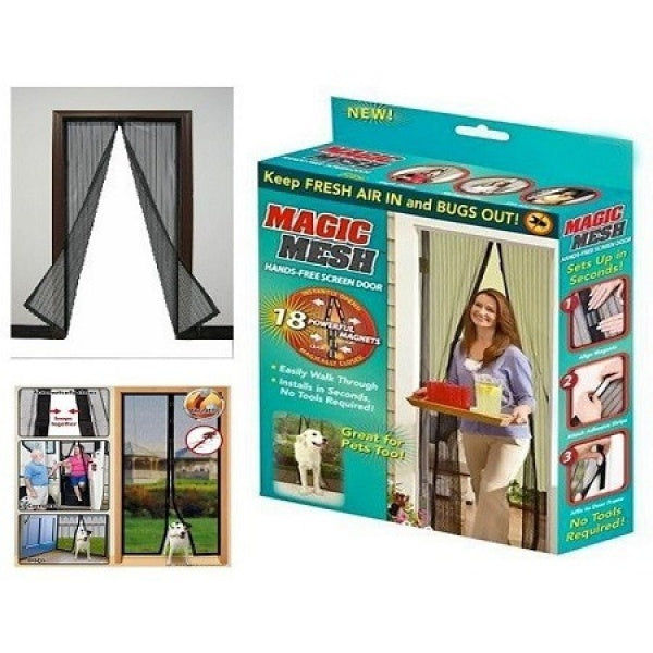 Set 3 perdele magnetice anti-insecte, dimensiunea 210x100 cm NEGRU/MARO