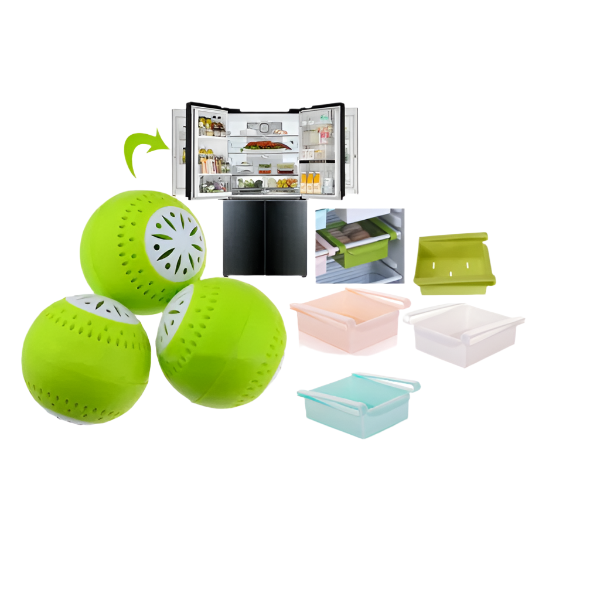 Set pentru frigider : 3 Organizatoare + 3 Bile odorizante