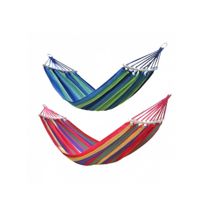 Set 2 x hamac colorat cu bare din lemn, 200x80 cm