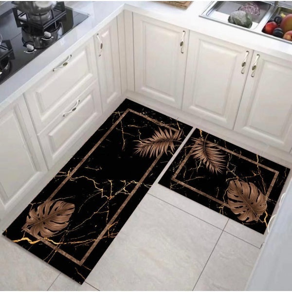 Set 2x covoare de bucatarie, model marmura pene