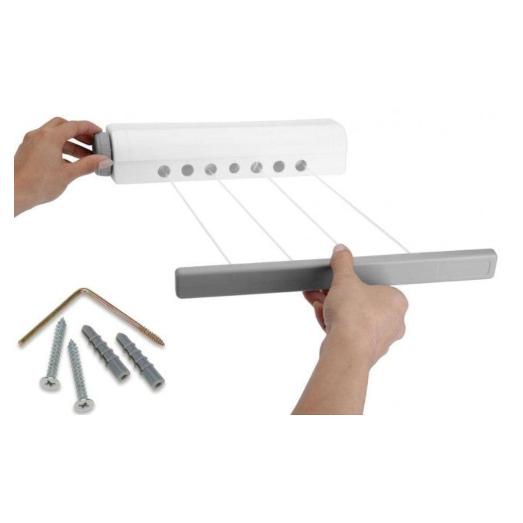 Suport de rufe cu sfoara retractabila, 4 sfori, 3 Metri