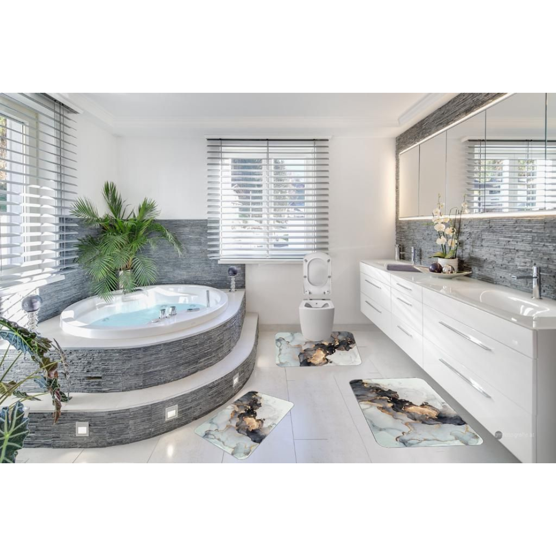 Set baie 3 piese Marmura negru