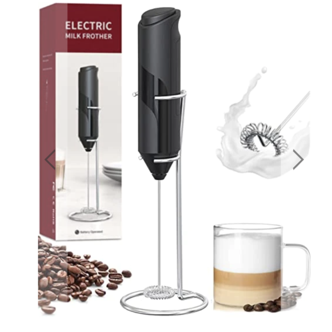 Mixer pentru spuma de lapte, cafea, oua, caffe latte, ciocolata calda cu suport