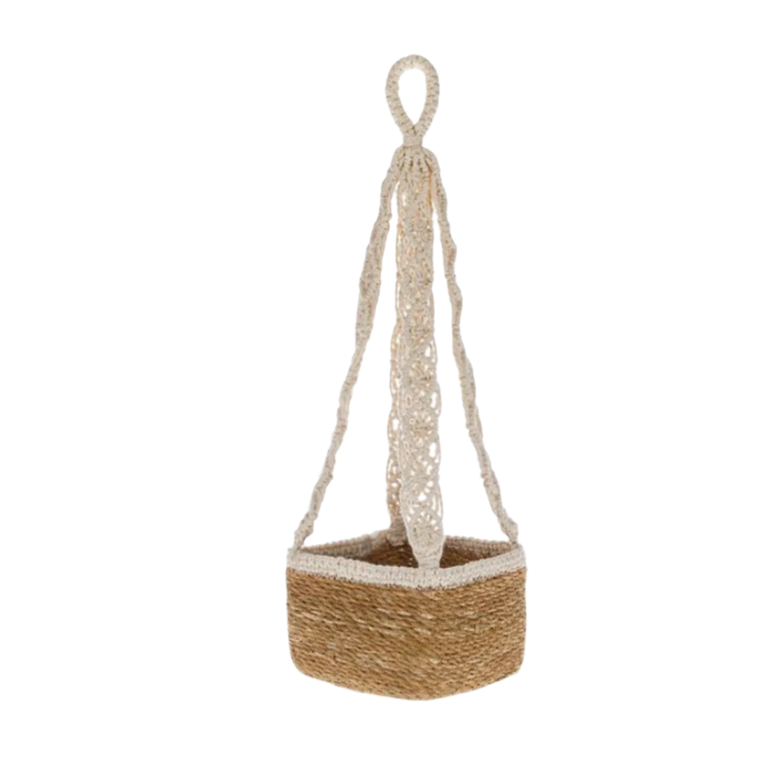 Masca Ghiveci Flori Suspendata Patrata Macrame 18x18x14cm