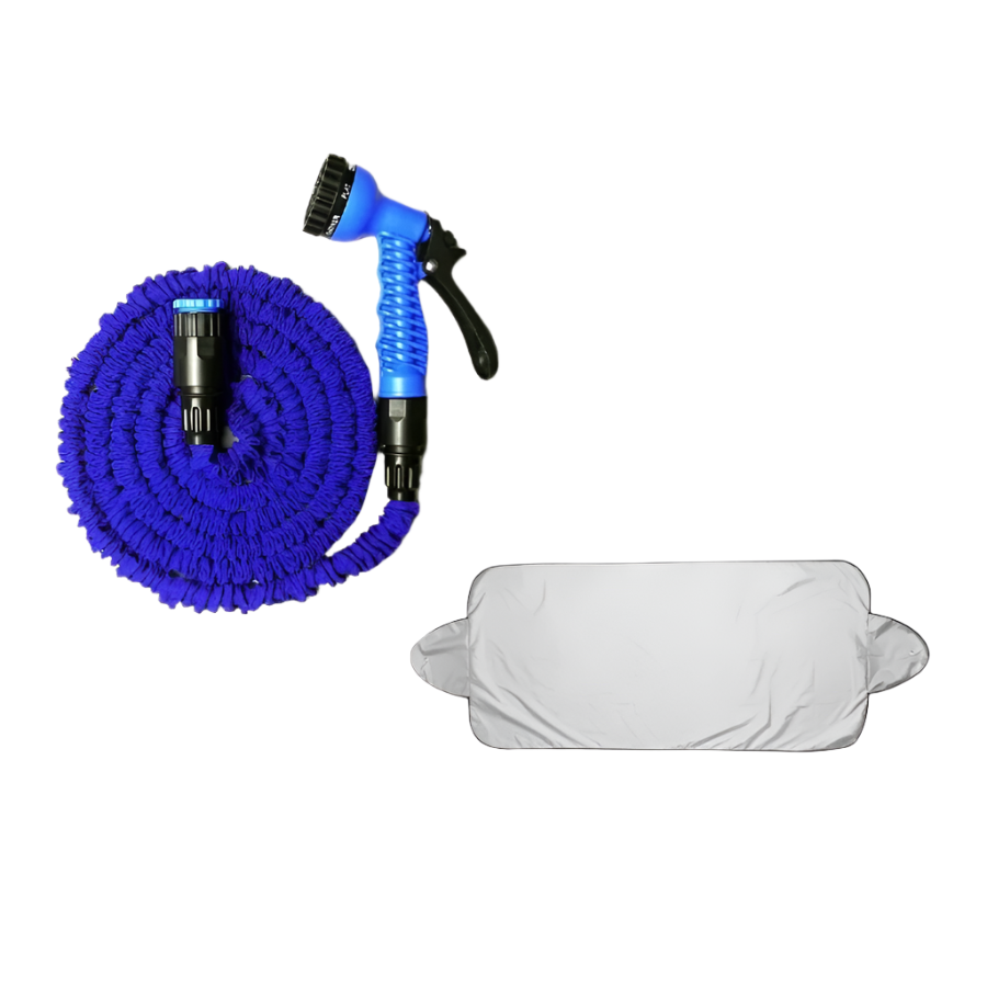 Furtun extensibil de gradina de 22.5 metri cu dispozitiv pulverizare + Prelata parbriz Cadou