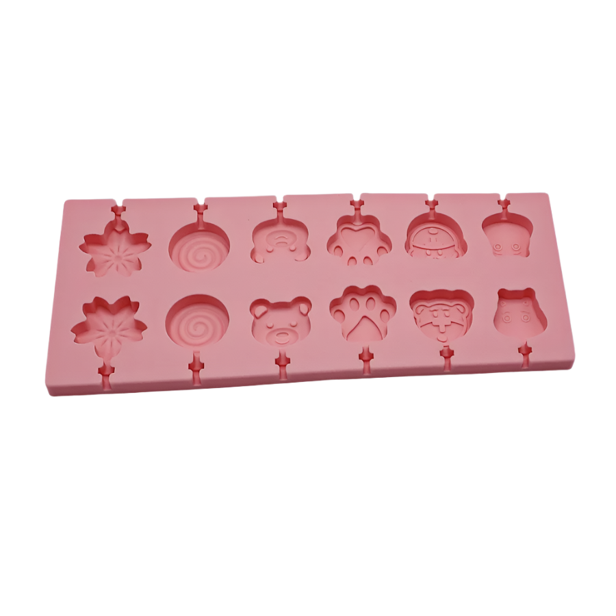 Forma de silicon pentru acadele, lollipop, 12 alveole, Diverse forme