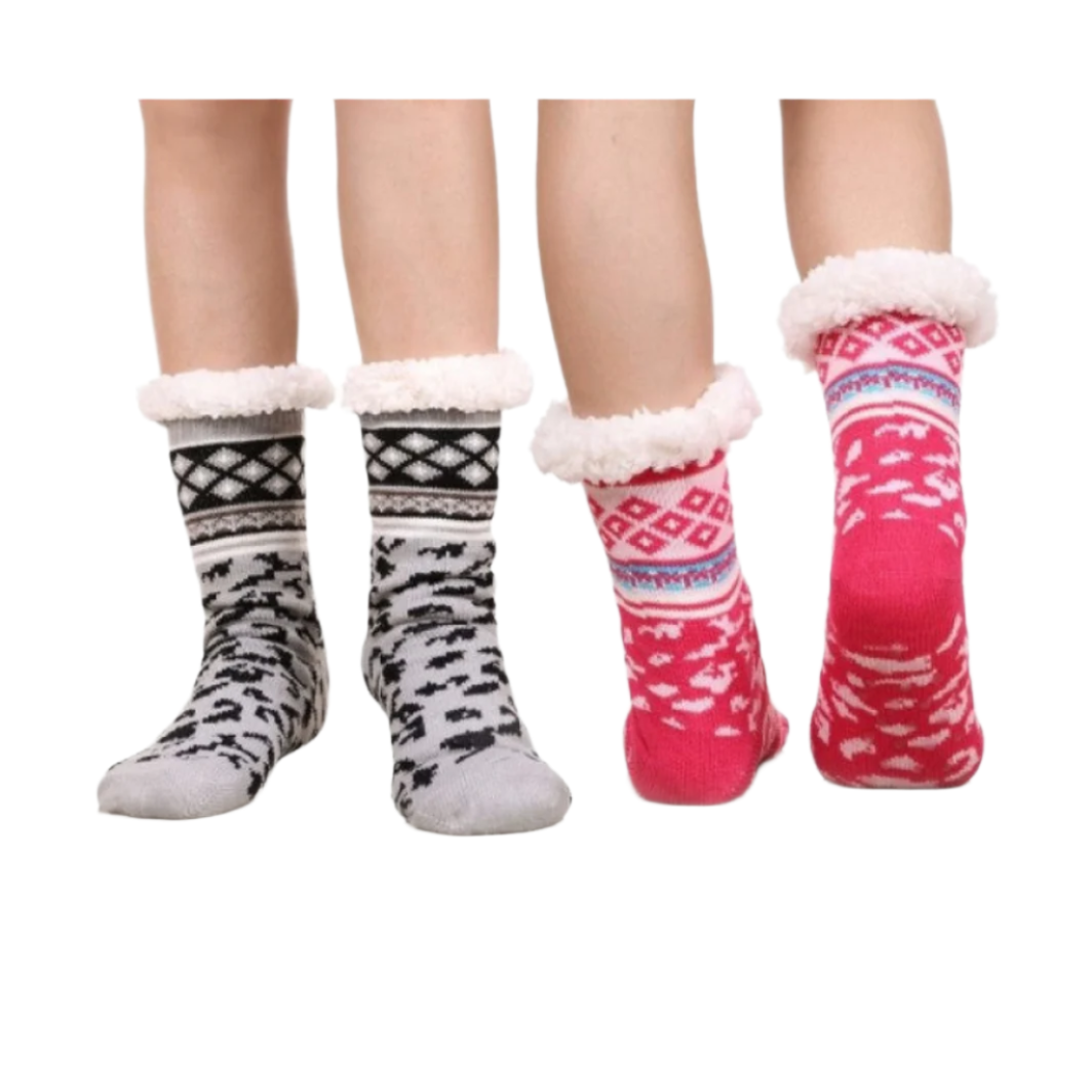 Set 2 perechi ciorapi cu interior imblanit pentru femei Model Winter Season