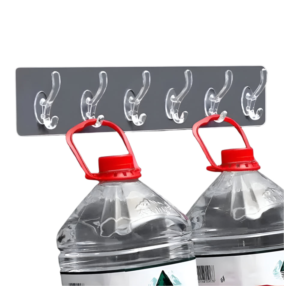 3xset suport 6 carlige multifunctioanle tip cuier cu adeziv acrilic