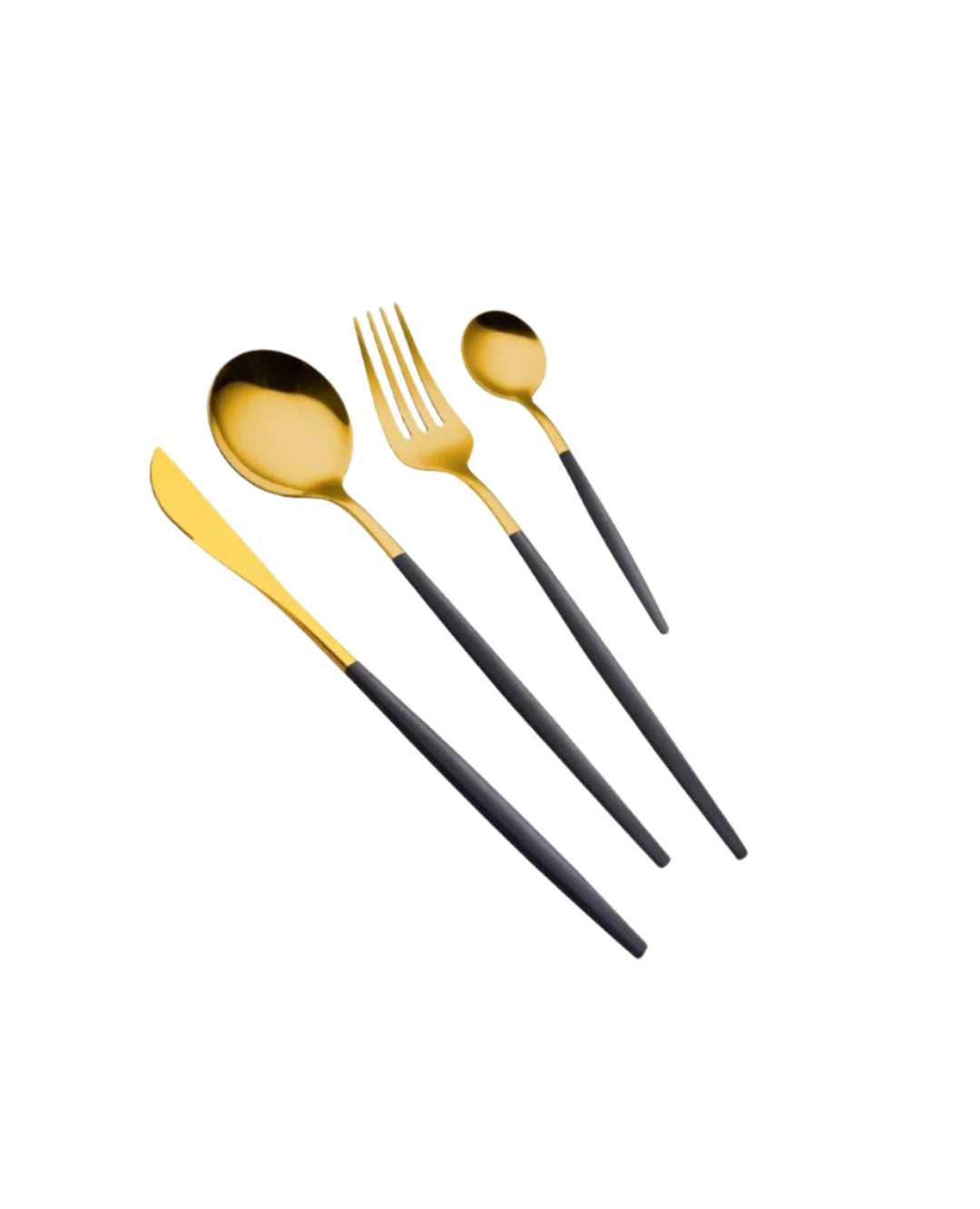 Set de tacamuri portugheze 24 de piese,  auriu si negru mat