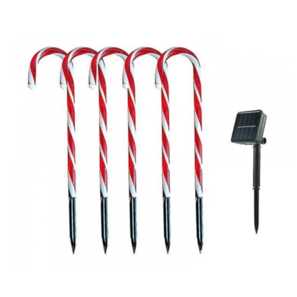 Set 5 decoratiuni luminoase solare pentru Craciun, model Acadele, 40 cm