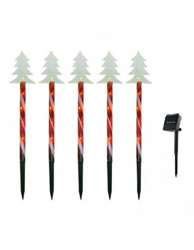 Set 5 decoratiuni luminoase solare pentru Craciun, model Acadele Bradut, 40 cm