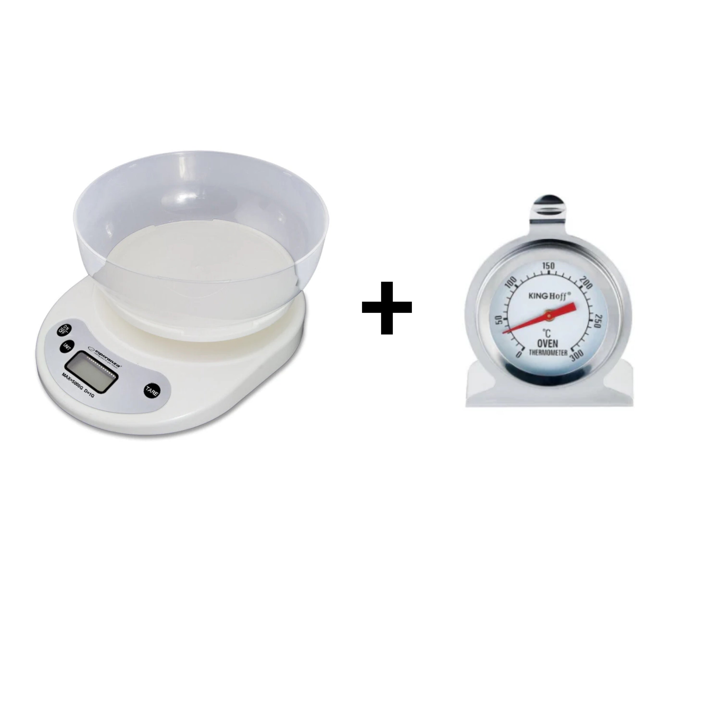Cantar de bucatarie cu bol, max. 5kg + Termometru pentru cuptor material inox