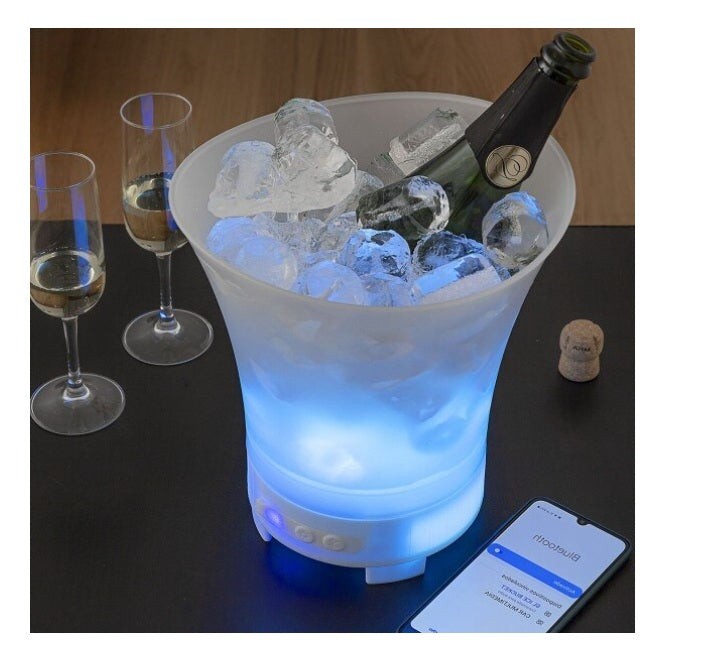 Frapiera cu lumina LED si difuzor Bluetooth, 7 culori, reincarcabila USB, capacitate 7L