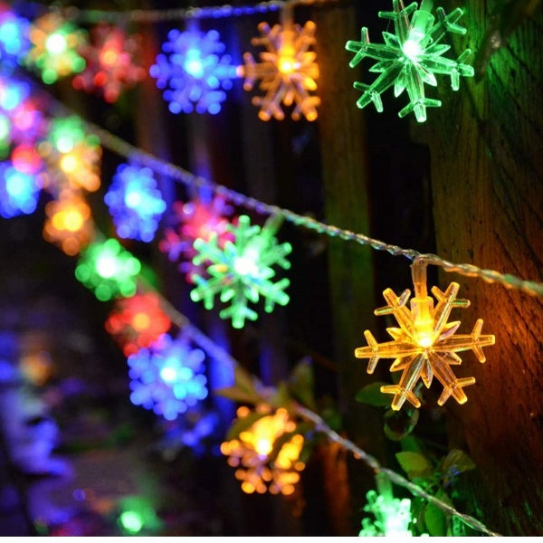 Set 2x Instalatie led fulgi de zapada colorati 10 m 100 led