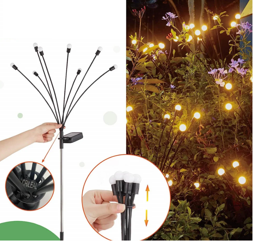Set 2 Lampi solare Licurici, LED Alb Cald cu 6 bulbi