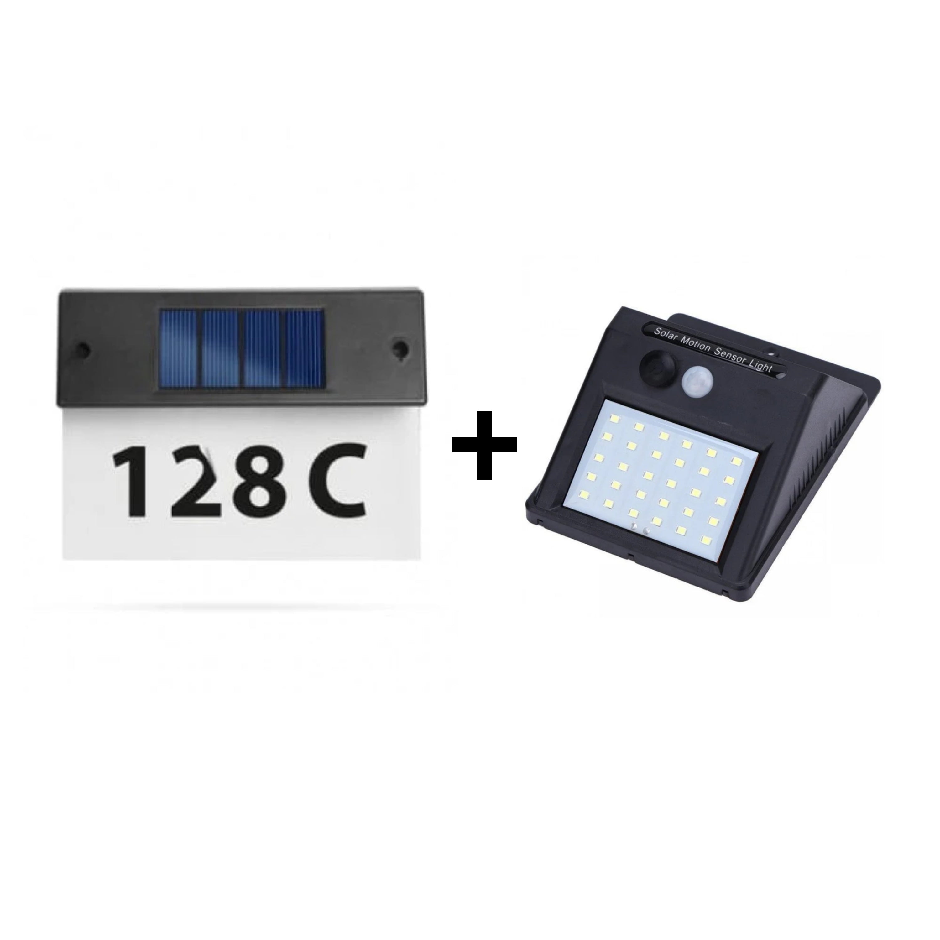 Numar de casa solar cu led + Lampa solara de perete cu senzor miscare 30 LED