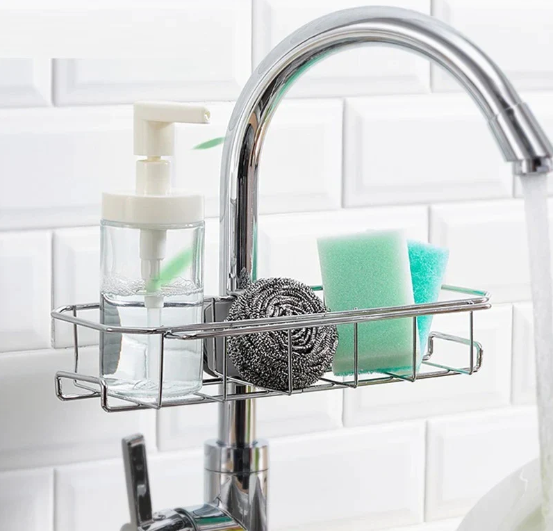 Organizator pentru chiuveta cu prindere pe robinet, otel inoxidabil