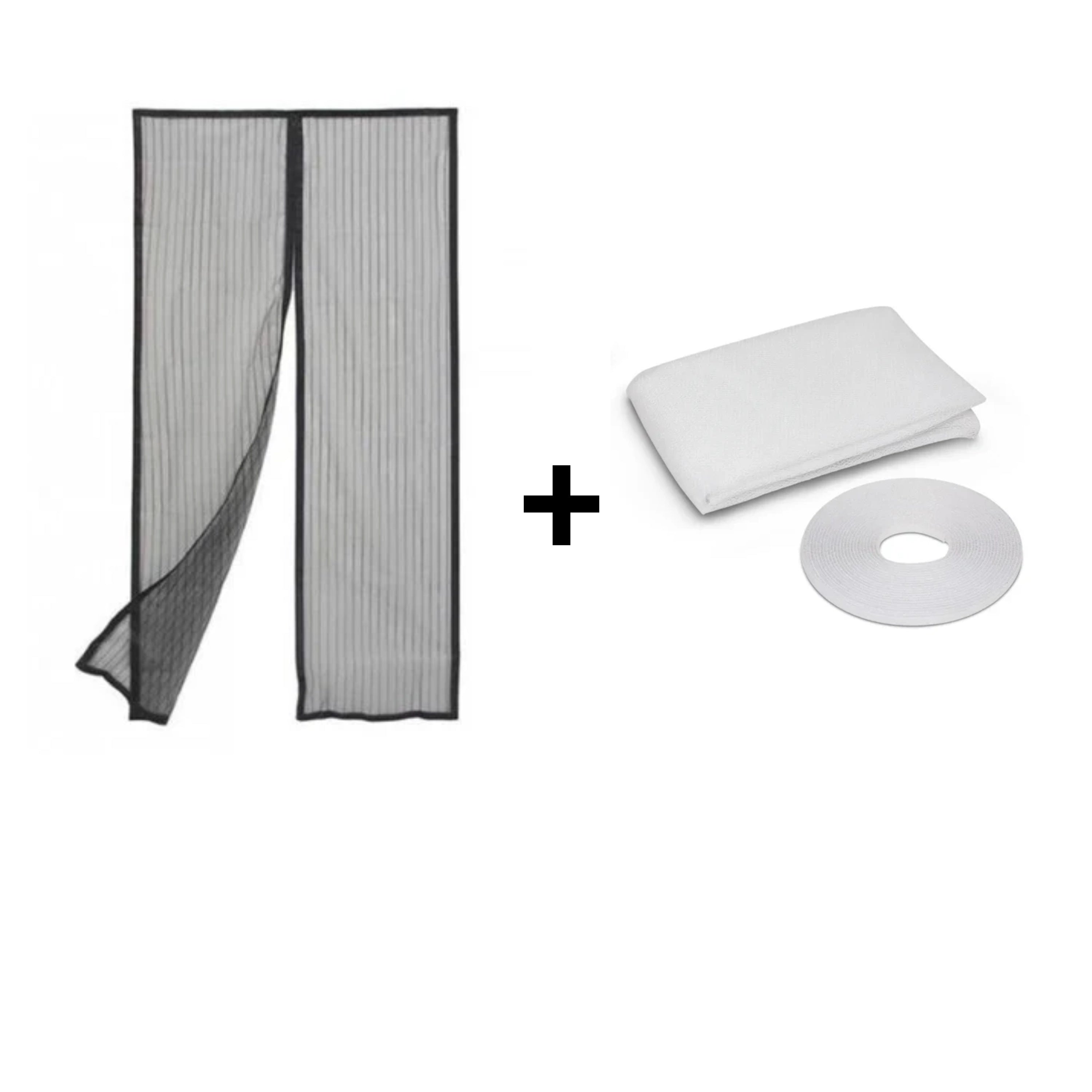 Perdea magnetica anti-insecte, dimensiunea 210x100 cm + Plasa de geam impotriva insectelor, dimensiuni 150x180cm ALB