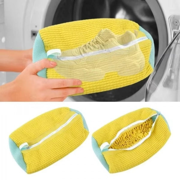 Set 2 x Saci pentru spalat incaltamintea la masina, cu fermoar rezistent si fibra moale de protectie