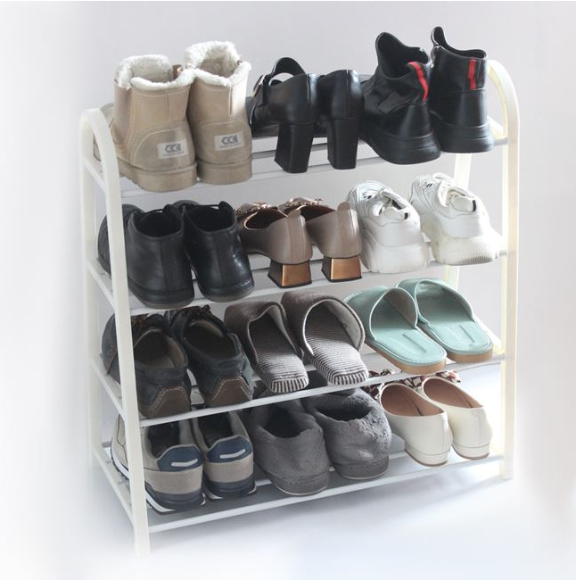 Suport Incaltaminte cu 4 Rafturi Alb 61x28x64cm