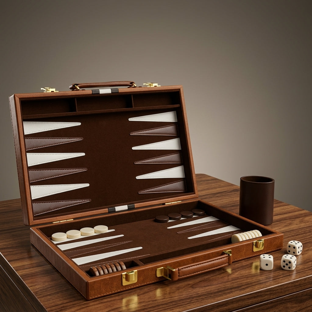 Joc de Table de Lux în Valiză din Piele Ecologică, 28 x 19 x 4.45 cm