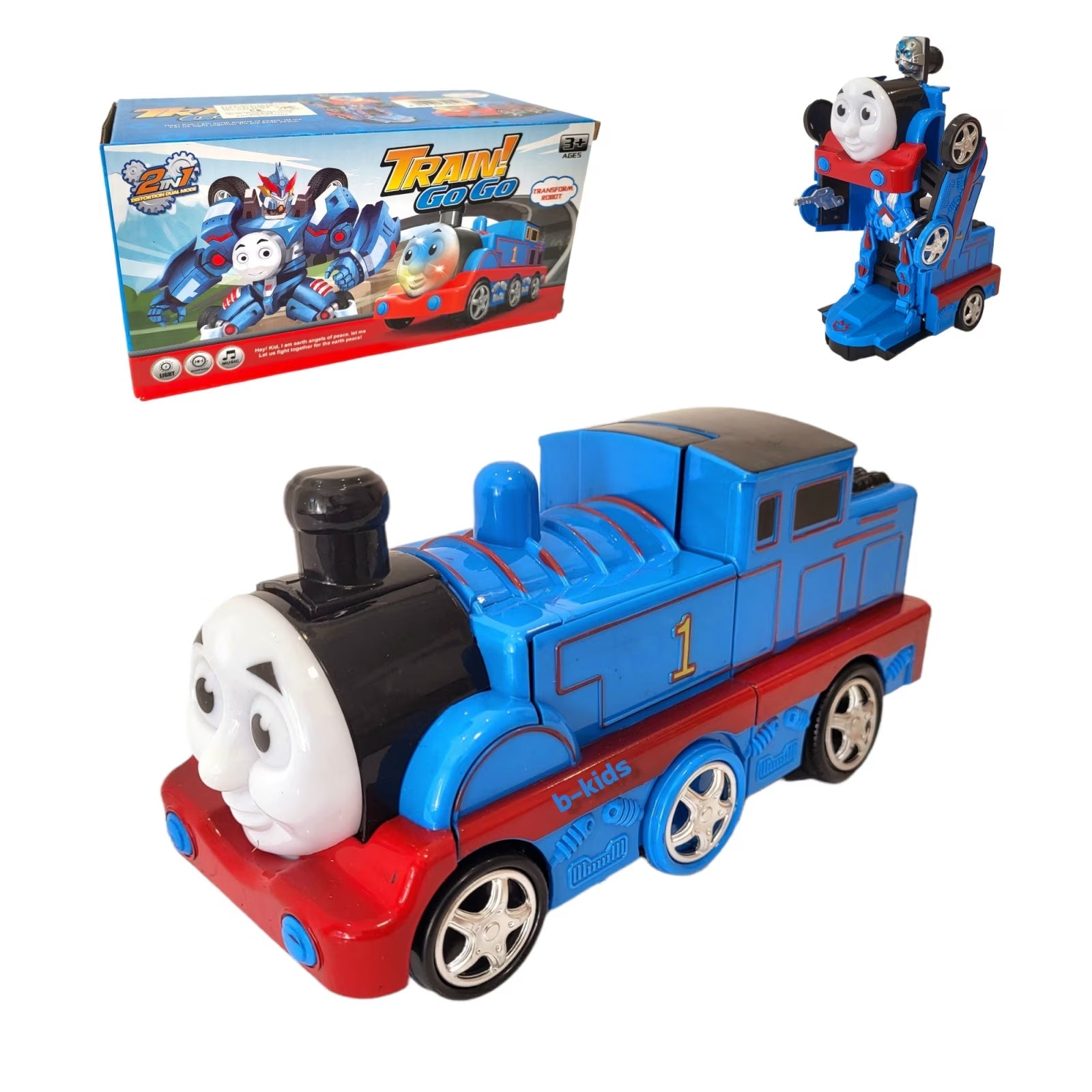 Jucarie interactiva Tren robot 2 in 1, cu lumini LED si muzica