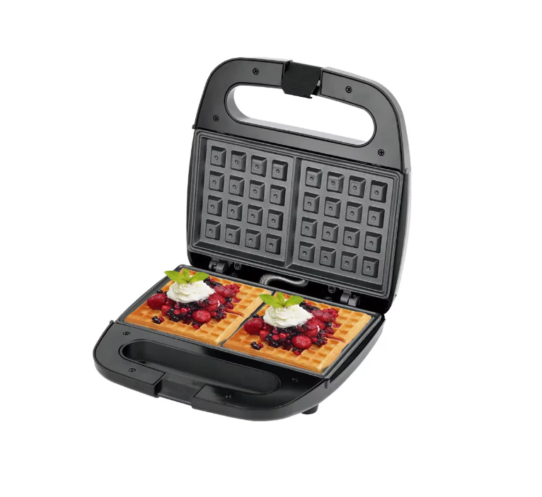 Aparat de Facut Gofre, RAF, 750W, Reglarea Automata a Temperaturii, Negru-Argintiu