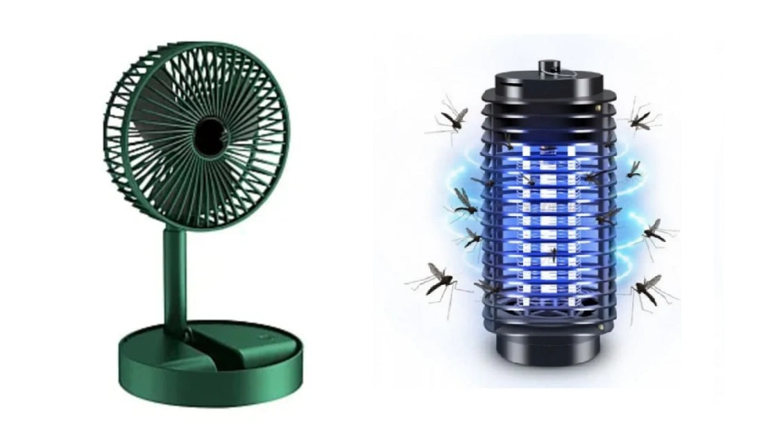 Ventilator portabil, incarcare USB, 3 trepte + Lampa UV anti-insecte, aparat anti tantari, muste