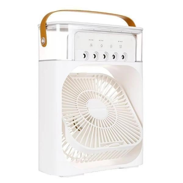 Ventilator portabil 3 în 1 cu pulverizare: racorire, umidificare și iluminare în 7 culori