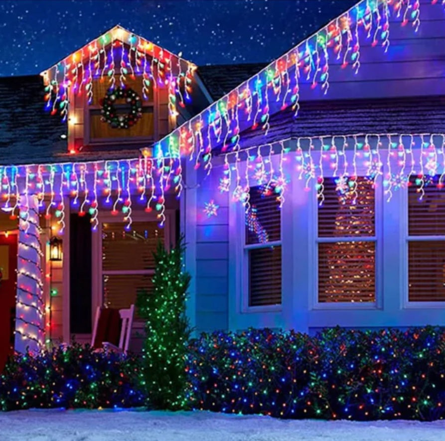 Instalație Franjuri 25 m, 640 LED, Multicolor, exterior, efecte dinamice