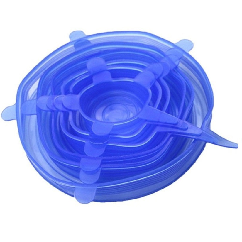 Set 6  capace elastice silicon pentru acoperirea oalelor și castroanelor