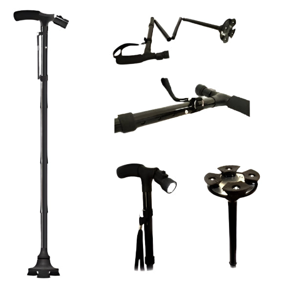 Baston pliabil cu cap flexibil si lanterna led