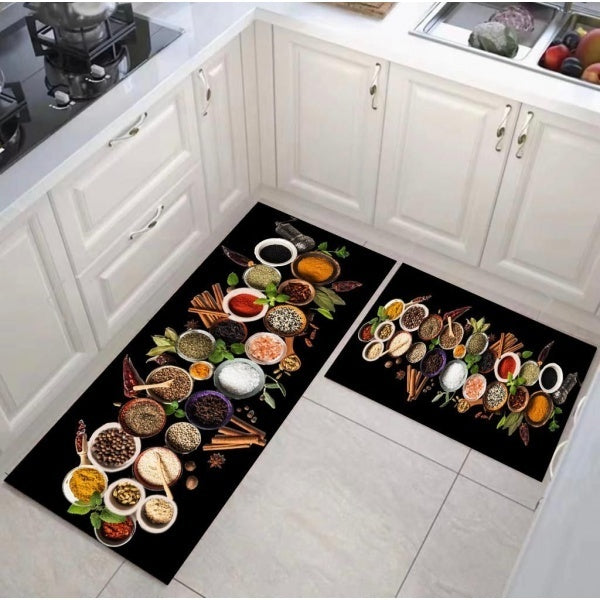 Set 2x covoare de bucatarie, model condimente