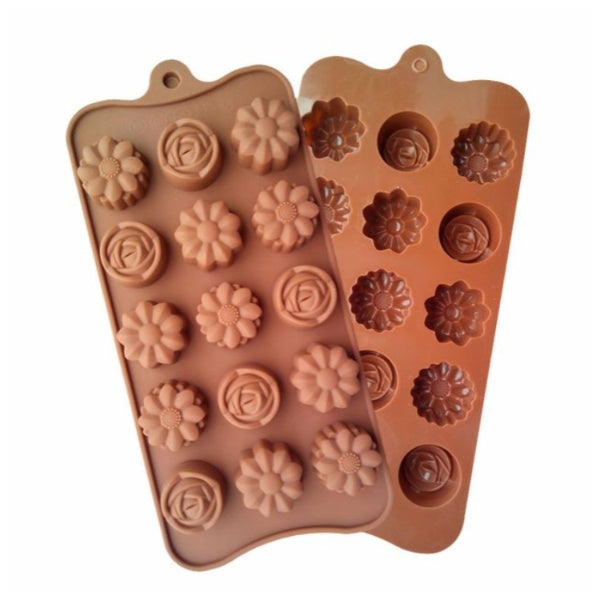 Forma pentru ciocolata din silicon, model flori