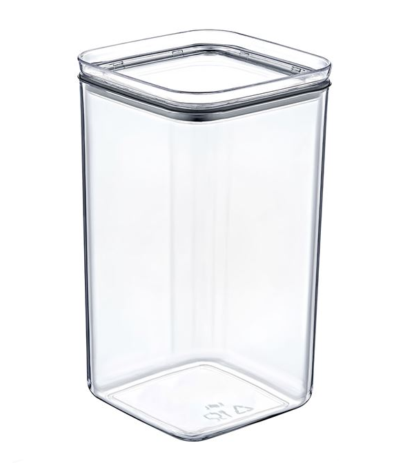 Recipient depozitare alimente transparent din plastic, stivuibil 1.5L