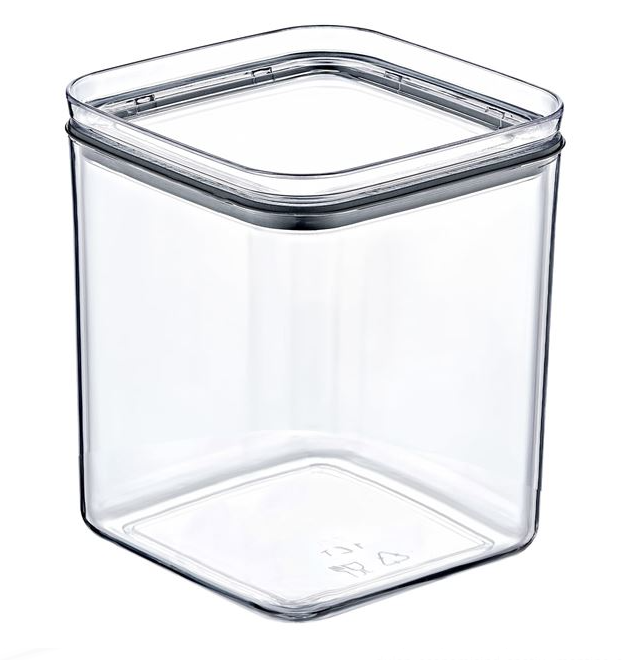 Recipient depozitare alimente transparent din plastic, stivuibil 1L