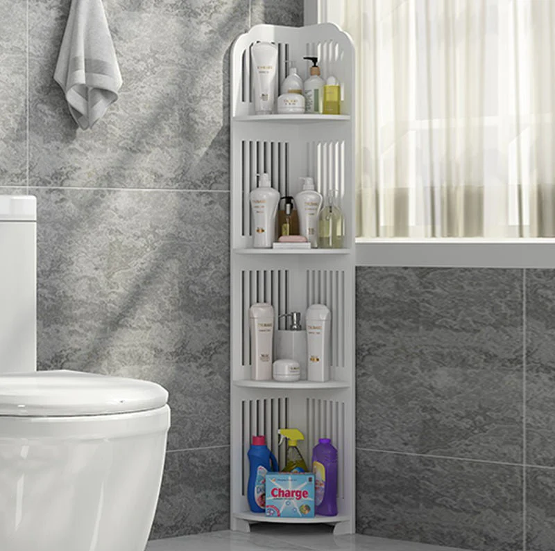 Etajera de colt pentru baie sau bucatarie, cu 4 polite, 120x22x21cm