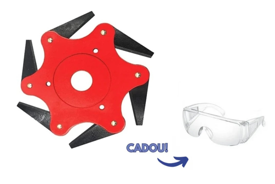 Disc motocoasa cu 6 cutite pliabile + CADOU Ochelari protectie