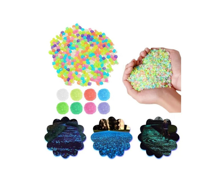 Set pietricele decorative fosforescente multicolore, 420gr