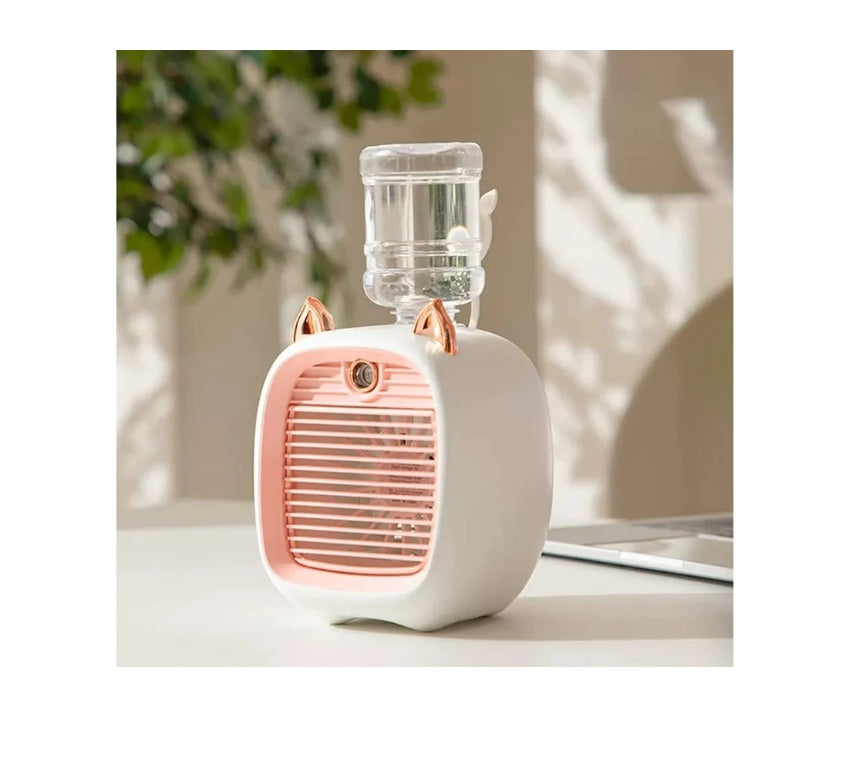 Mini aer conditionat, portabil, functionare pe baza de apa si gheata, incarcare USB, 3 viteze, alb