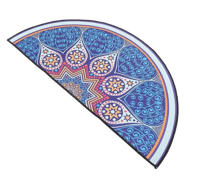 Covoras antiderapant semicerc 50x80cm, Albastru cu model