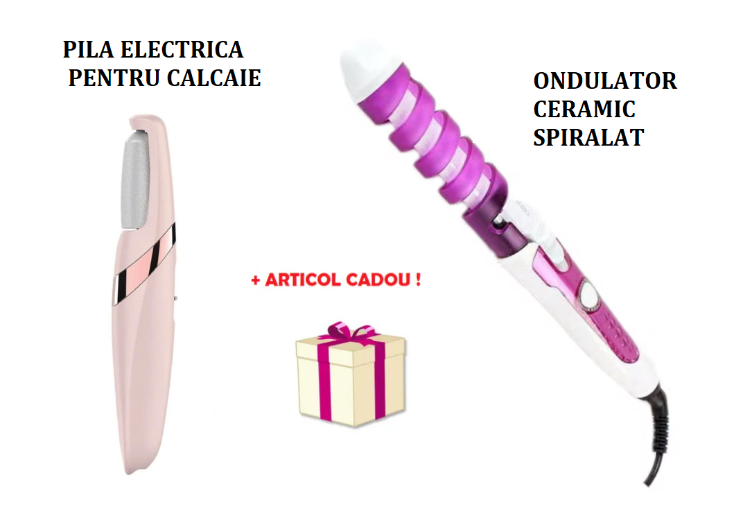 Set infrumusetare: Ondulator ceramic spiralat + Pila electrica pentru calcaie + CADOU Articol Surpriza!