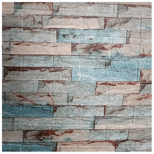 Set 10x placa de tapet adeziv caramida 3d multicolora, 77x70 cm