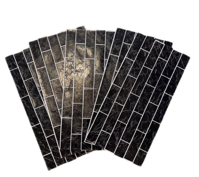 Set 5 Bucati tapet autoadeziv 3D 30X60 cm model caramida culoare neagra