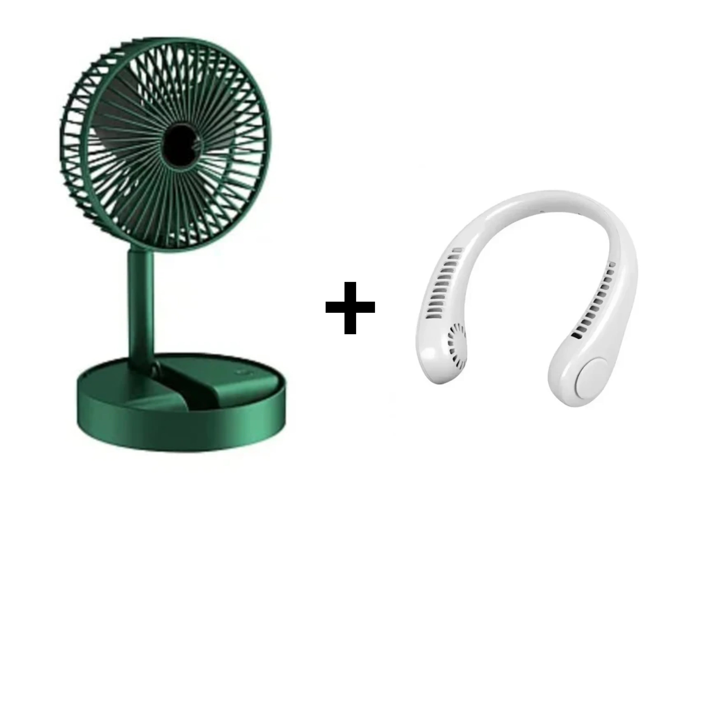 Ventilator portabil de masa cu incarcare prin USB + Ventilator de gat portabil
